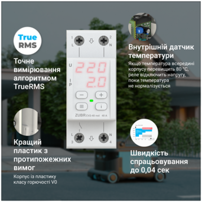 Реле напруги з контролем струму CV2-50 red
