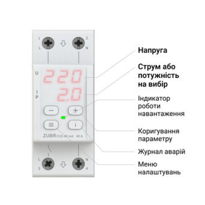 Реле напруги з контролем струму CV2-50 red