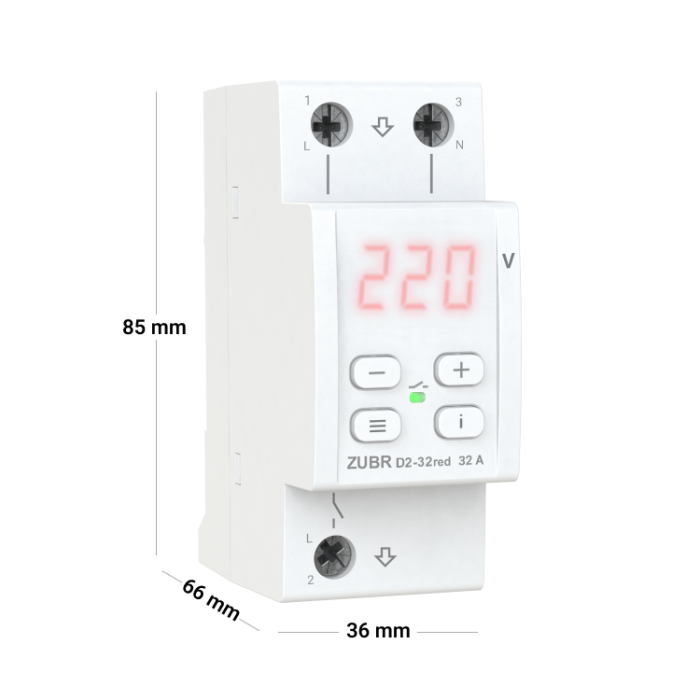 Реле напруги ZUBR D2-32 red 32А