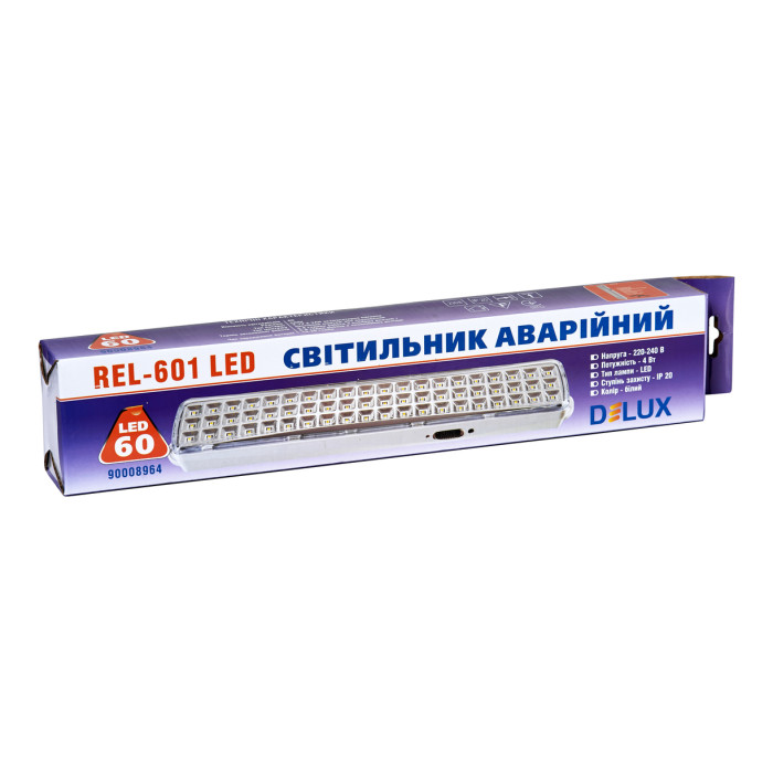 Аварийный светильник с аккумулятором DELUX REL-601 4W 60 LED