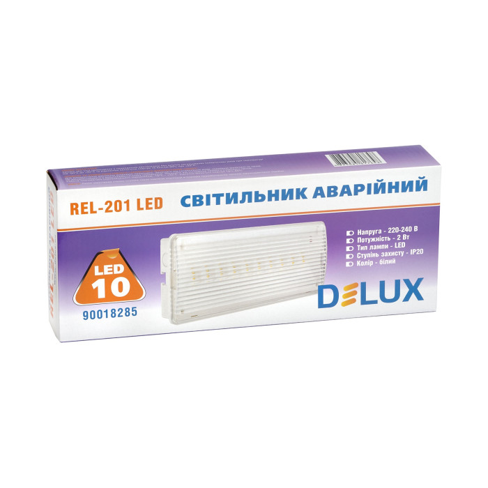 Аварийный светильник с аккумулятором DELUX REL-201 2W 180lm 6500K 10LED
