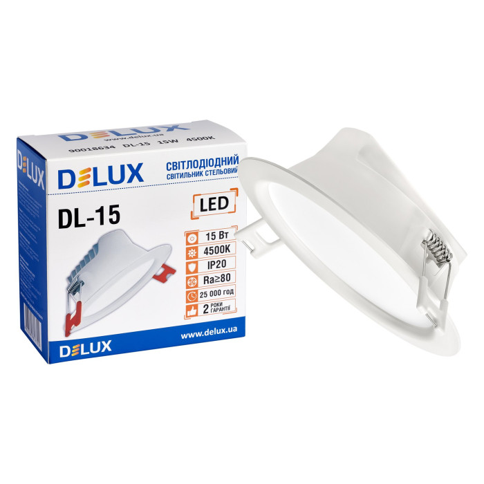 Светильник светодиодный встраиваемый потолочный DELUX DL-15_4500К 15Вт 1200лм 230В