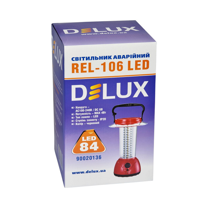 Аварийный светильник с аккумулятором DELUX REL-106 4W 400lm 6500K 84LED