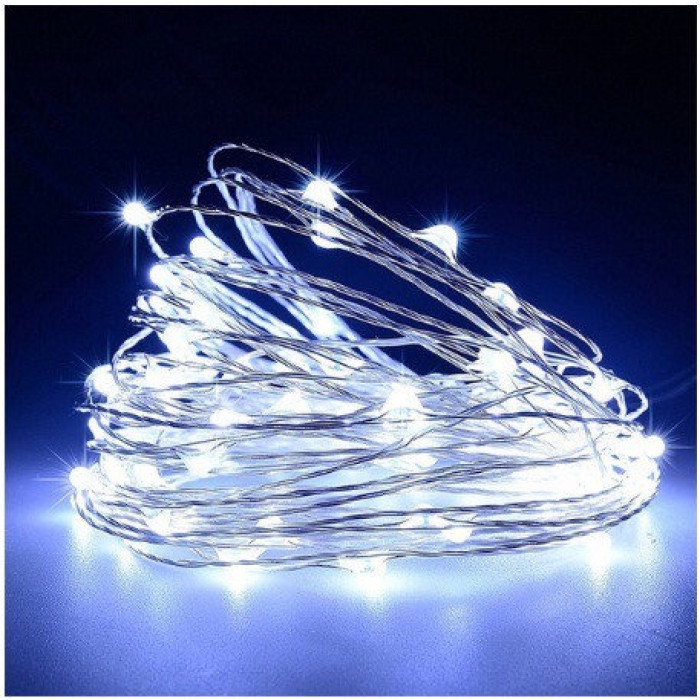 Гірлянда "Роса" на батарейках USB, 10 м, 100LED біла RV-106 White