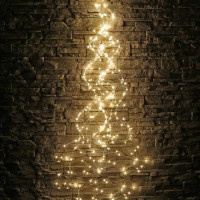 Гірлянда промені роси/Кінський хвіст 2 м, 200 Led, 10 ниток, золото на батарейці + USB RV-102 G USB