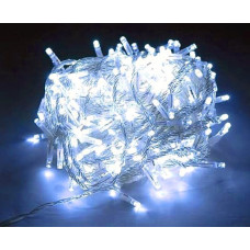 Гирлянда 100 LED, прозрачный шнур, белый свет.