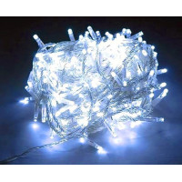 Гирлянда 200 LED, прозрачный шнур, белый свет.