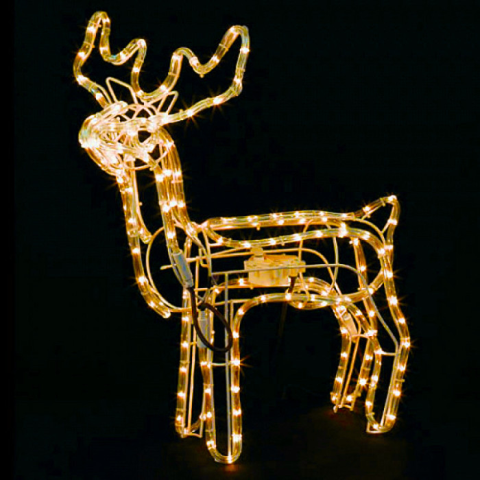 Светодиодный олень с поворотом головы 120 см, золотой.