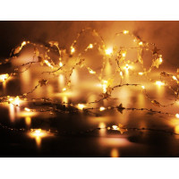 Гирлянда с золотыми бусинами и звёздочками,на батарейках,2 м,20 LED