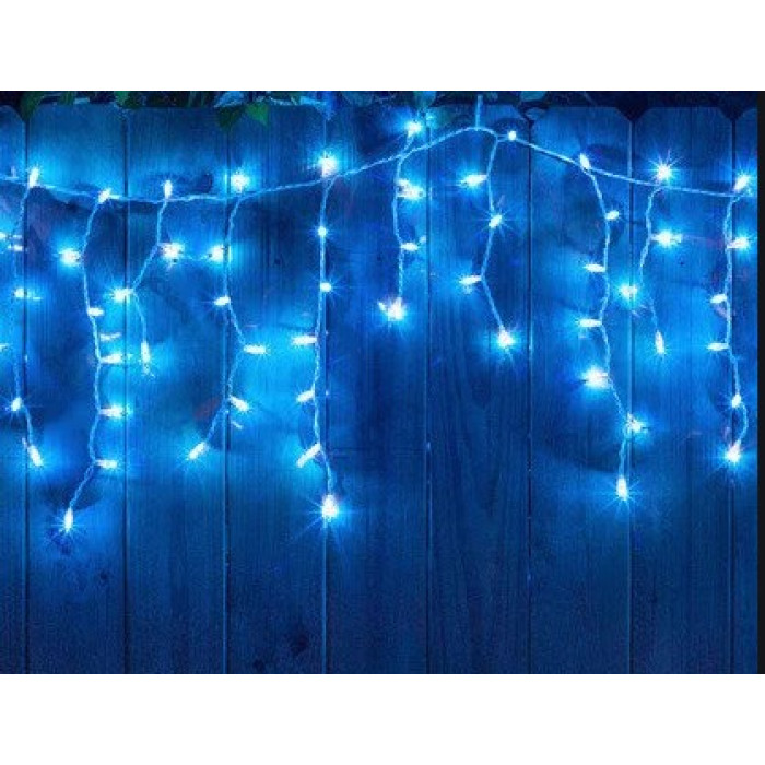 Гірлянда вулична БАХРОМА на білому дроті, 5 м 120 Led з перехідником, синя ZABI-16