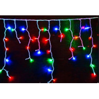 Гірлянда вулична БАХРОМА на білому дроті, 5 м 120 Led з перехідником, мульти ZABI-17