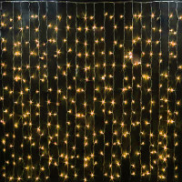 Гірлянда ШТОРА,прозорий. шнур, 3*1.5 м, 240 LED, золото, з перехідником 3*1,5 G