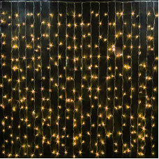 Гірлянда ШТОРА,прозорий. шнур, 3*1.5 м, 240 LED, золото, з перехідником 3*1,5 G