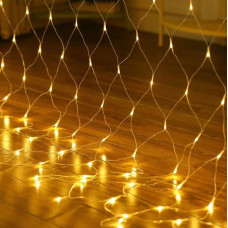 Гірлянда сітка,прозорий шнур, 96 Led, 1,5*1,5 золото RV-31 G