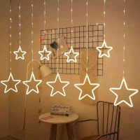 Светодиодная гирлянда-штора Уличная (гибкий шнур) звезды 3D, 3*1.5 м, Белая ZB-014 W