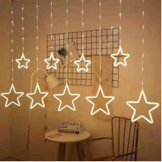Светодиодная гирлянда-штора Уличная (гибкий шнур) звезды 3D, 3*1.5 м, Белая ZB-014 W
