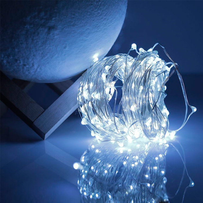 Гірлянда "Роса" на батарейках USB, 10 м, 100LED біла RV-106 White