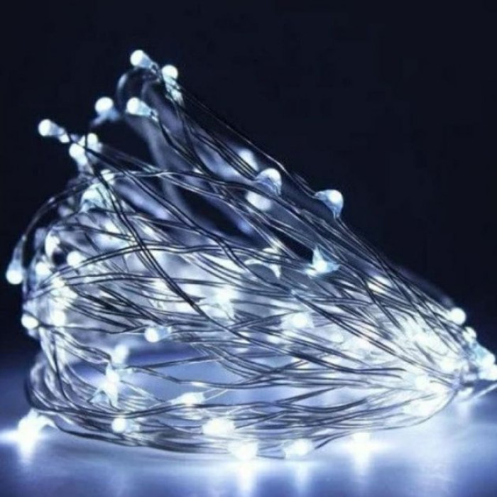 Гірлянда "Роса" на батарейках USB, 10 м, 100LED біла RV-106 White
