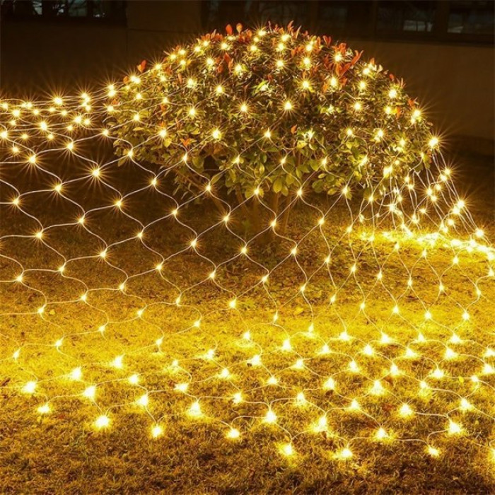 Гірлянда сітка,прозорий шнур, 96 Led, 1,5*1,5 золото RV-31 G