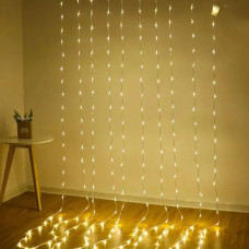 Гірлянда штора 280 LED, 3*2 м, статич. режим, прозорий шнур, золоте світло, з перехідником RV-30 3*2 G