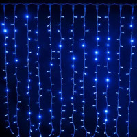 Гірлянда штора 280 LED, 3*2 м, статич. режим, прозорий шнур, біла, з перехідником RV-30 3*2 W