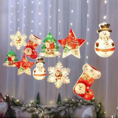 Гирлянда светодиодная рожденственская гирлянда штора с фигурками 3 D (10 шт), белая XR-11 W