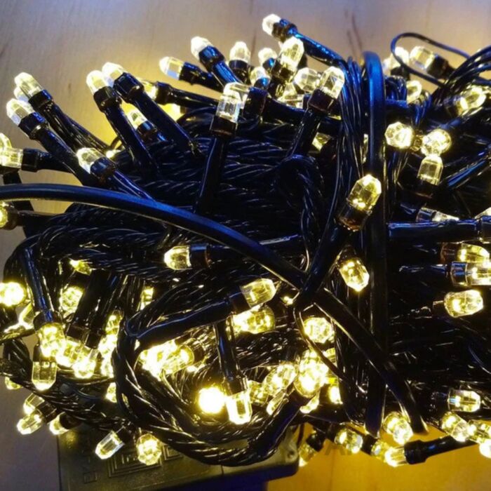 Гирлянда кристалл 500 LED черный шнур золото