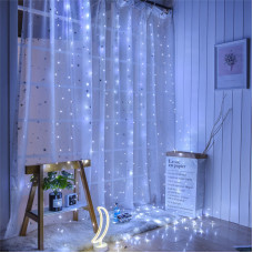 Гірлянда волосінь штора (промені роси) 2 * 2 м,на батарейці з USB,з пультом Біла M-39 R