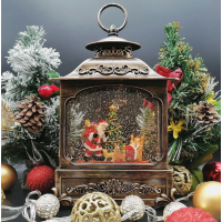 Вінтажний нічник новорічний музичний з Led підсвічуванням Санта з оленями +USB