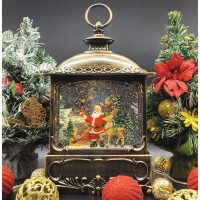 Вінтажний нічник новорічний музичний з Led підсвічуванням Санта з оленями +USB