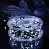 Гірлянда роса 100 м 1000 Led+USB з пультом (зелена волосінь) холодний колір(329)