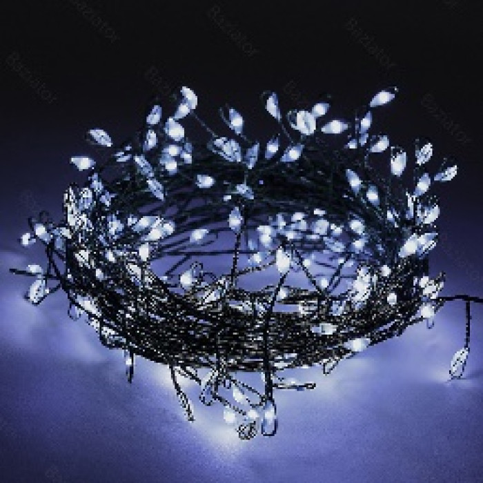 Гірлянда роса мішура 10 м 300 Led +USB з пультом (зелена волосінь) холодний колір(rv-331w)