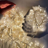 Гирлянда штора, роса-мишура 3*0.60 м, 10 линий, 200 Led + USB + пульт, холодный свет (rv-338w)