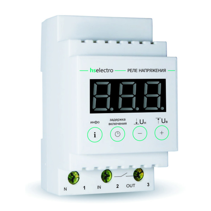 Реле контроля напруги HS Electro УКН-63с з термозахистом Реле контроля напруги HS Electro УКН-63с з термозахистом