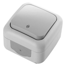 Выключатель наружный одноклавишный проходной VIKO Palmiye IP54 Серый (90555504)