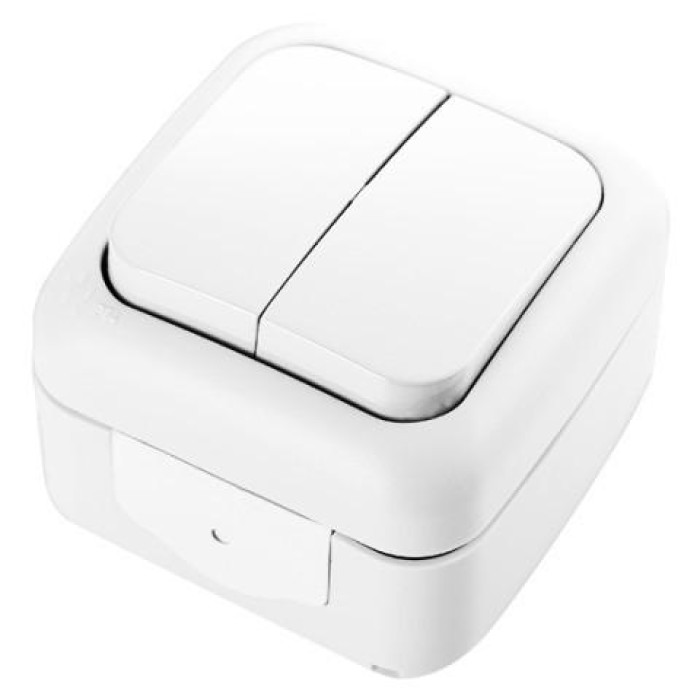 Выключатель наружный двухклавишный VIKO Palmiye IP54 Белый (90555402)