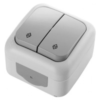 Выключатель наружный двухклавишный проходной VIKO Palmiye IP54 Серый (90555517)