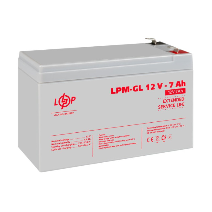 Аккумулятор гелевый LPM-GL 12V - 7 Ah