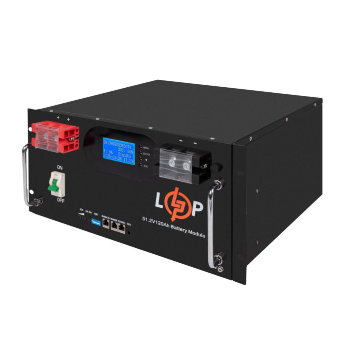 Аккумулятор LP LiFePO4 51,2V - 120 Ah 6000Wh (Smart BMS 100A) с LCD RM AB RS485/CAN