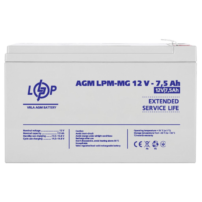 Аккумулятор мультигелевый LPM-MG 12V - 7.5 Ah