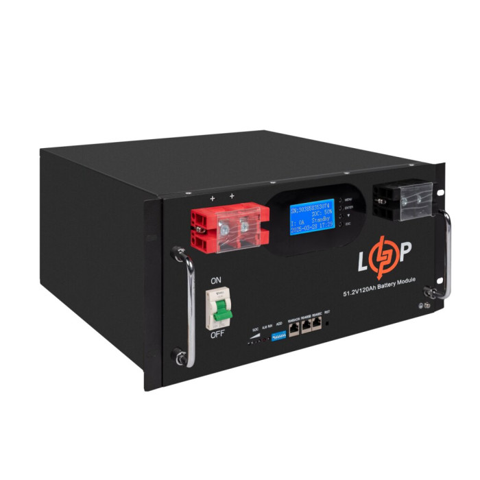 Аккумулятор LP LiFePO4 51,2V - 120 Ah 6000Wh (Smart BMS 100A) с LCD RM AB RS485/CAN
