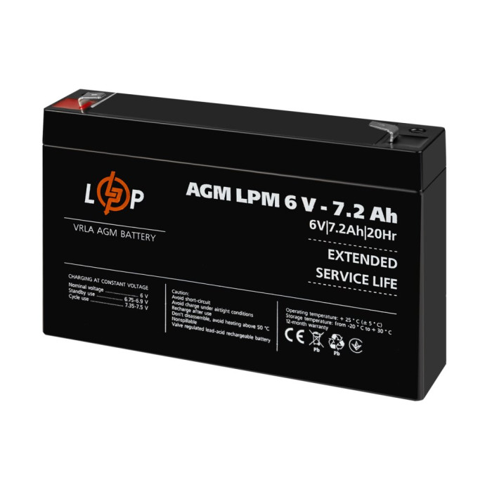 Аккумулятор AGM LPM 6V - 7.2 Ah