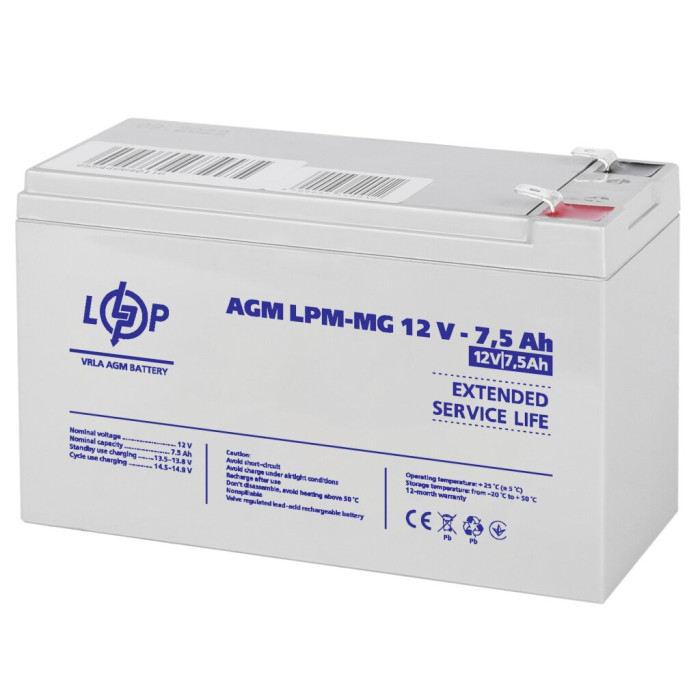 Аккумулятор мультигелевый LPM-MG 12V - 7.5 Ah Аккумулятор мультигелевый LPM-MG 12V - 7.5 Ah