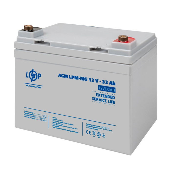 Аккумулятор мультигелевый LPM-MG 12V - 33 Ah + справа