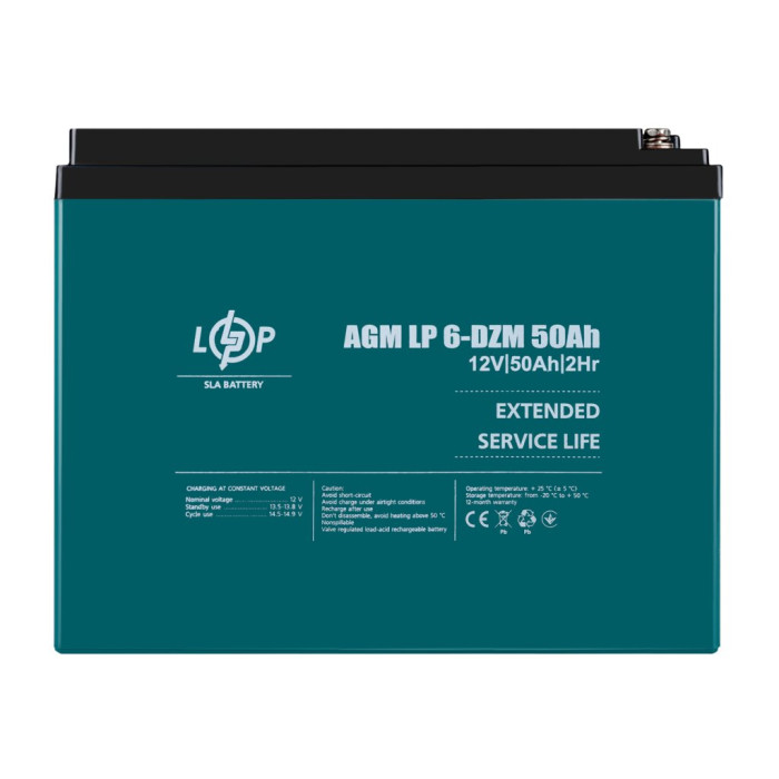 Тяговый свинцово-кислотный AGM аккумулятор LP 6-DZM-50 Ah Тяговый свинцово-кислотный AGM аккумулятор LP 6-DZM-50 Ah
