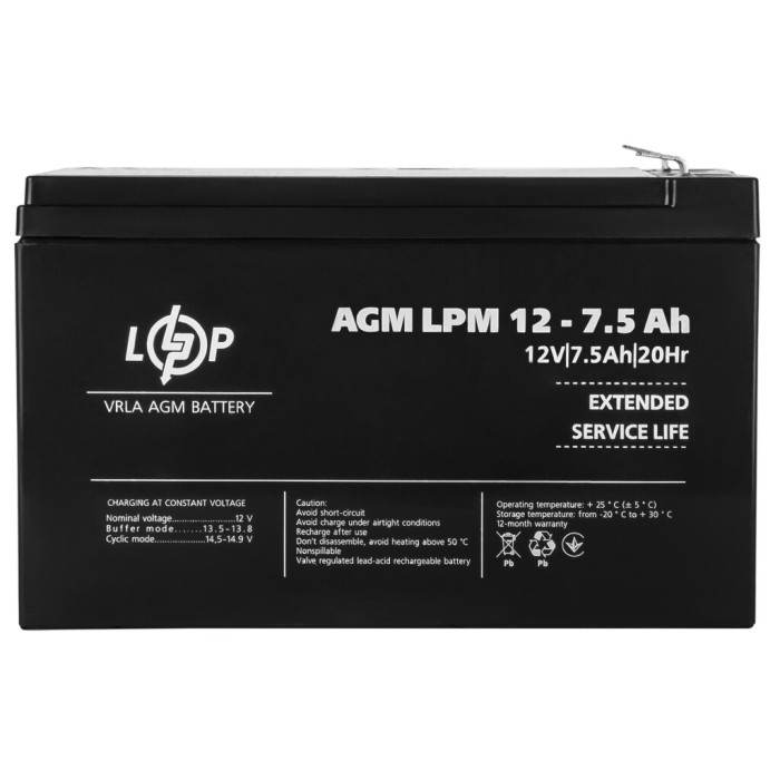 Акумулятор AGM LPM 12V - 7.5 Ah