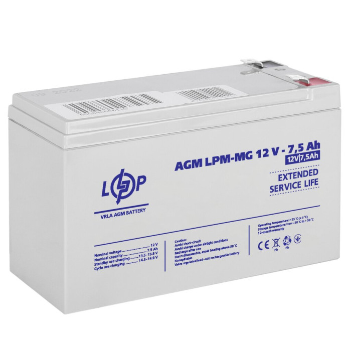 Аккумулятор мультигелевый LPM-MG 12V - 7.5 Ah