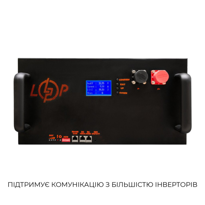 Аккумулятор LP LiFePO4 51,2V - 160 Ah (8192Wh) (BMS 200A/100А) LCD металл RM Smart RS485/CAN Аккумулятор LP LiFePO4 51,2V - 160 Ah (8192Wh) (BMS 200A/100А) LCD металл RM Smart RS485/CAN