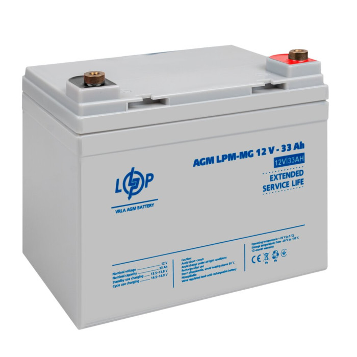 Аккумулятор мультигелевый LPM-MG 12V - 33 Ah + справа