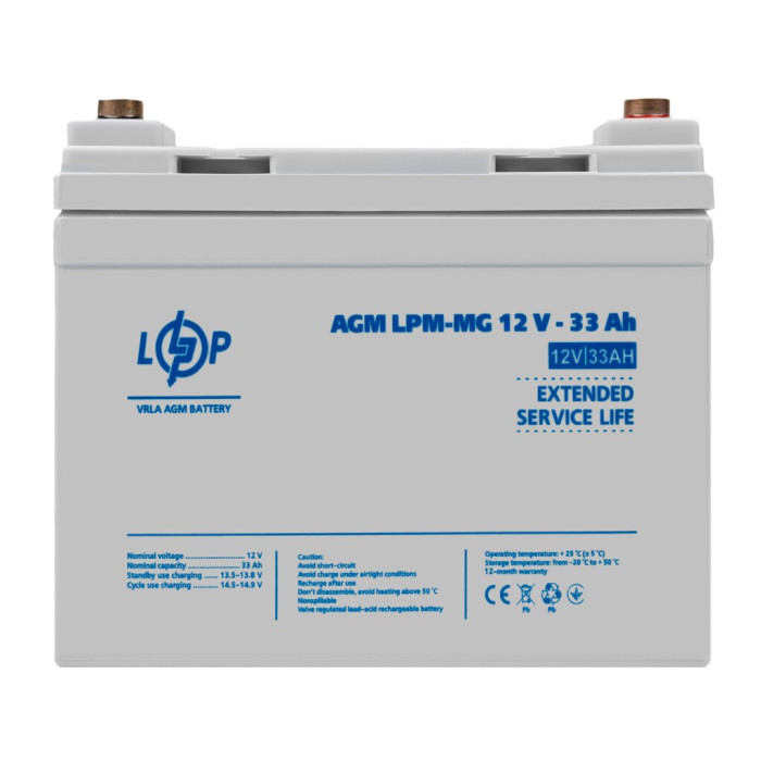 Аккумулятор мультигелевый LPM-MG 12V - 33 Ah + справа Аккумулятор мультигелевый LPM-MG 12V - 33 Ah + справа